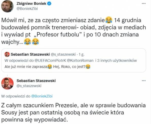 ''SPIĘCIE'' Zbigniewa Bońka z Sebastianem Staszewskim na Twitterze